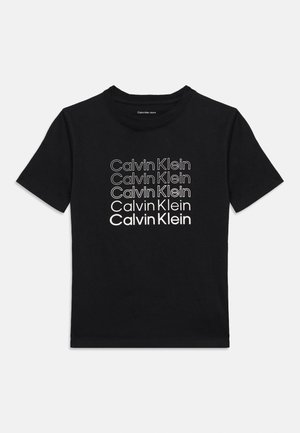 Calvin Klein Jeans, STACKED LOGO UNISEX - Majica kratkih rukava s printom - black