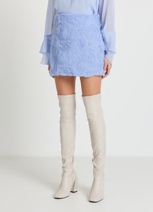 MINI CON APPLICAZIONI - Jupe trapèze - celeste medio