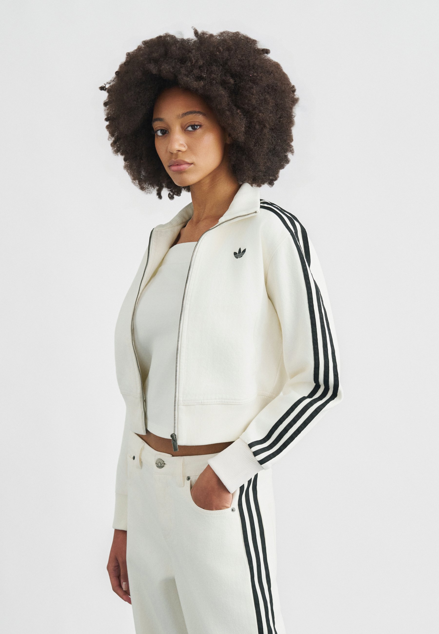 adidas Originals FIREBIRD - Denim jacket - cloud white/white