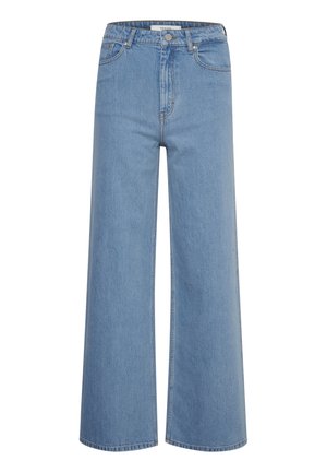 Gestuz AURAGZ HW WIDE NOOS - Flared Jeans - mid blue washed