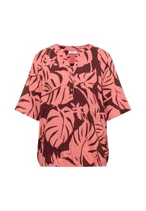 Cecil, SHORT-SLEEVE BLOUSE WITH SPLIT NECK - Blusa - coral
