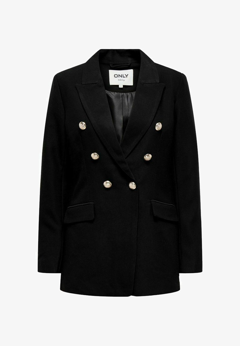 Must mustriga mustreeritud bleiser pehmest kangast, millel on hõbedased nupud, teravad kraed ja kaks esist pockets. Sile sisevooder.