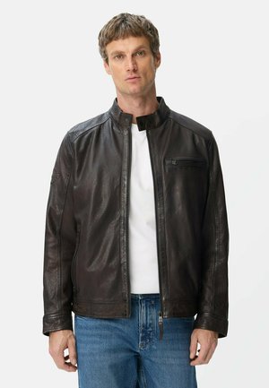 camel active, Leather jacket - dark brown