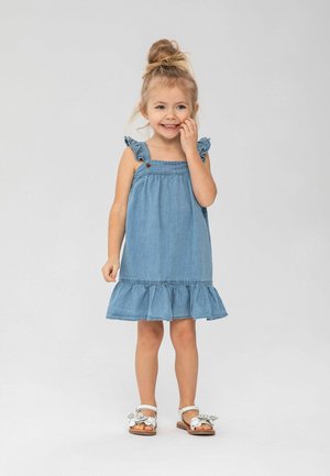 STRAPS WITH FRILLS - Spijkerjurk - light blue denim