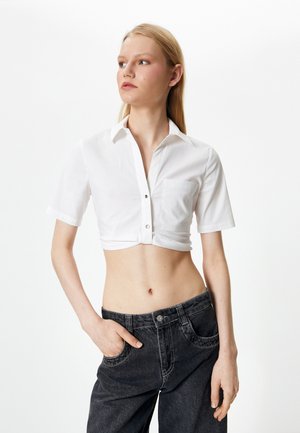 Koton SHORT SLEEVE CROP - Overhemdblouse - off white