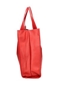 Rode leren handtas met een gestructureerd oppervlak, twee schouderbanden en een ruim interieur. Heeft zijplooien voor een unieke vorm.