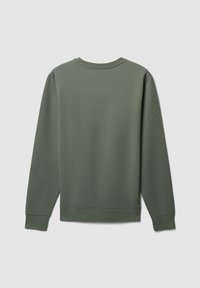 Felpa verde scuro, tessuto misto cotone, design classico con collo rotondo, maniche lunghe, polsini e orlo a coste, semplice senza motivi o accenti.