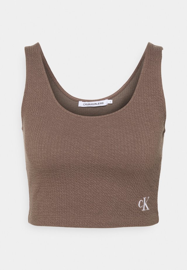 SLUB CROPPED STRAPPY - Top - dusty brown