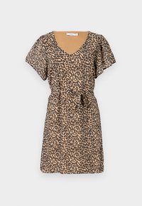 VIMICADA V NECK LEO SHORT DRESS - Dnevna obleka - brown