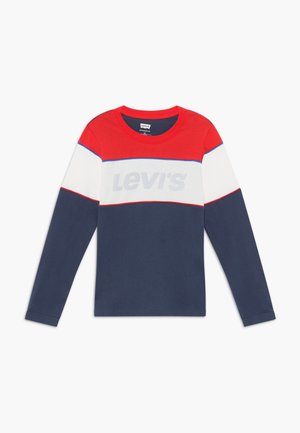 Langarmshirt mit Rundhalsausschnitt in Rot-, Weiß- und Marineblau-Farbblöcken und einem dezenten Levi's-Logo auf der Brust.