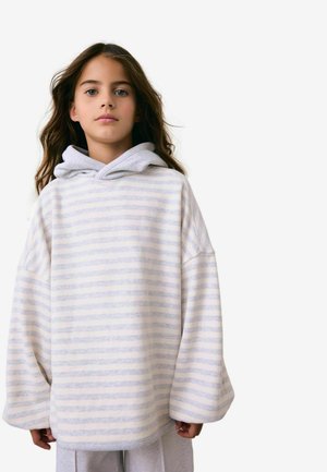 STRIPE - Felpa con cappuccio - grey/white
