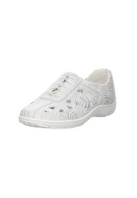 Scarpa bianca con motivo a foglia ritagliato, tessuto strutturato e design con lacci. La suola in gomma offre ammortizzazione e grip.