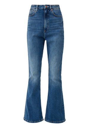 Vysoké široké džíny ve středně modrém denimu, s knoflíkovým zapínáním, pěti kapsami a efektem vyblednutí.