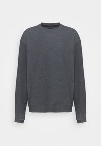 Sudadera de cuello redondo en gris oscuro, hecha de un tejido suave. Presenta mangas largas, un corte relajado y puños y dobladillo de canalé.