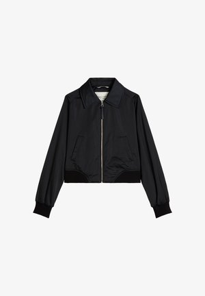 Marc O'Polo, BLOUSON JACKET, TURN DOWN COLLAR, KNITTED DETAILS, WELT POCKETS - Leichte Jacke - black