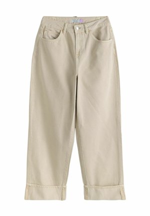 PETITE FIT - BOYFRIEND HOURGLASS WIDE LEG MID RISE TURN UP  - Jeans Relaxed Fit - stone