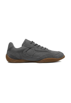Mørkegrå lavtop sneaker med snørelukning foran og brun tekstureret sål, viser sidevisning med synlige sømme og mærket Ecoalf.