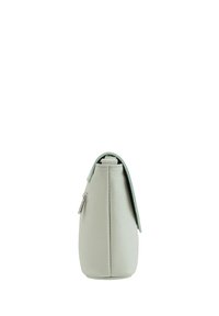 Borsa in ecopelle verde menta con una forma strutturata. Presenta una chiusura con zip e una superficie morbida e testurizzata. Nessun motivo o accentuazione visibile.