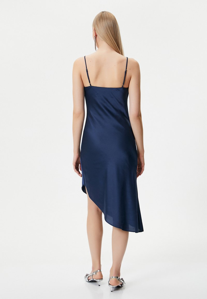 princess polly baby blue dress Koton SPAGHETTI STRAPS MIDI DRAPED ASYMMETRIC CUT - Cocktail dress / Party  dress - blue
