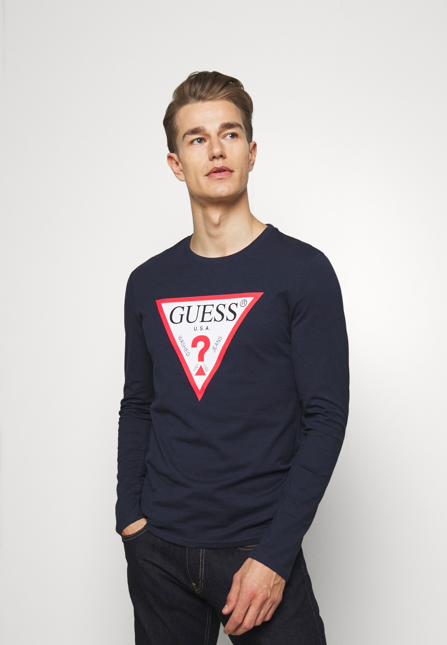 Guess ORIGINAL LOGO Topper langermet blue navy Zalando.no Guess ORIGINAL LOGO - Topper langermet - blue navy