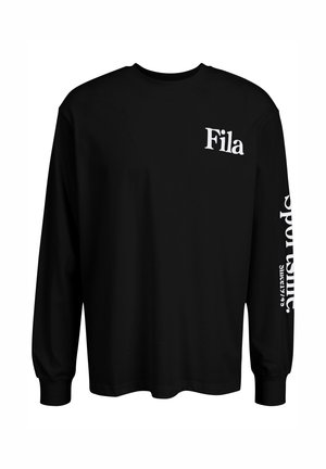 Musta pitkähihainen puuvillapaita, jossa on valkoinen "Fila"-teksti rinnassa ja "sport"-logo oikeassa hihassa. Vakiomittainen malli.