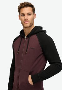 Superdry & Co ESSENTIAL BASEBALL - Sudadera con cremallera - rich deep burgundy black
