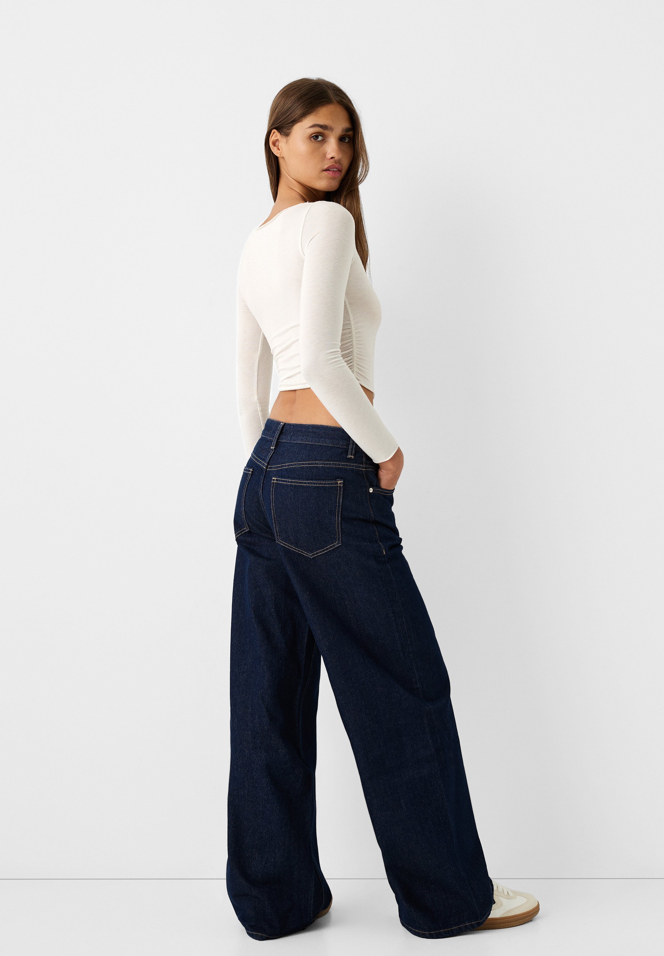 ■LOW CLASSIC■ WIDELEG JEANSDARK BLUE LC251PT24DU Dark Blue Low Rise Wide Leg Jeans | Denim