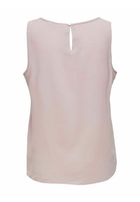 Blusa senza maniche di un delicato rosa con texture, dotata di scollatura rotonda e chiusura con piccolo bottone a chiave sul retro.
