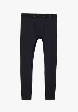 Schwarze sportliche Leggings aus einem glatten, dehnbaren Stoff. Mit einem Logo-Bund und einer figurnahen Passform, mit geschlossenem Saum.