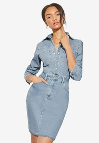 Lipsy SLIM FIT DENIM BUTTON DOWN - Denim dress - blue/blue denim - Zalando