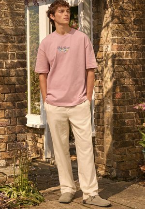 EDIT TEXTURED STRIPE - Pantaloni - ecru white