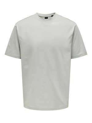 Light gray, short-sleeve t-shirt made of soft fabric. Features a crew neckline and a relaxed fit, with no visible patterns or logos.