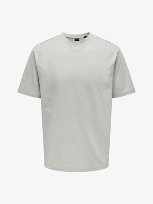 Light gray, short-sleeve t-shirt made of soft fabric. Features a crew neckline and a relaxed fit, with no visible patterns or logos.