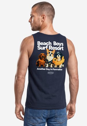 Neverless, TANKTOP HERREN MIT GRAFIK-PRINT - DESIGN BEACH DOGS - - Top - slim-fit navy