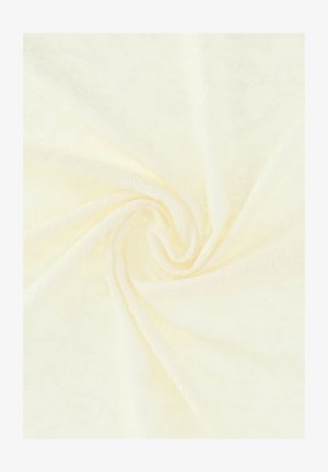 Tkanina w kolorze kremowym o gładkiej, miękkiej fakturze, z delikatnym połyskiem i subtelnym wzorem spirali. Idealna do różnych zastosowań tekstylnych.