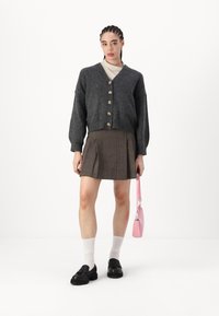 Vero Moda VMLEAF V-NECK - Cardigan - dark grey melange