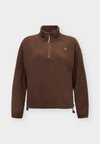 1/4 ZIP CROPPED POLAR FLEECE WITH ADJUSTABLE WAISTBAND - Pull polaire - dark brown