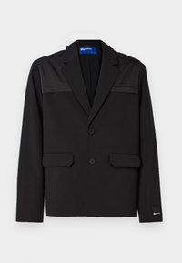 MIXED MATERIAL BLAZER - Veste de costume - black
