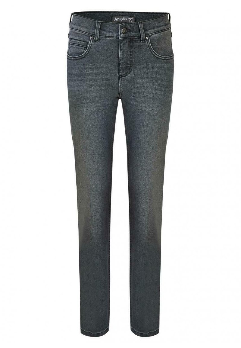 Sötétkék farmernadrág slim fit szabásban, öt zsebbel és finom kifakulással. Simább textúrájú denim anyagból készült, klasszikus derékkal.