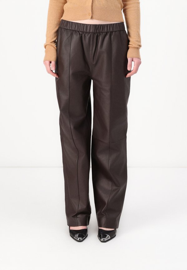 JIMONE - Leather trousers - chocolate plum