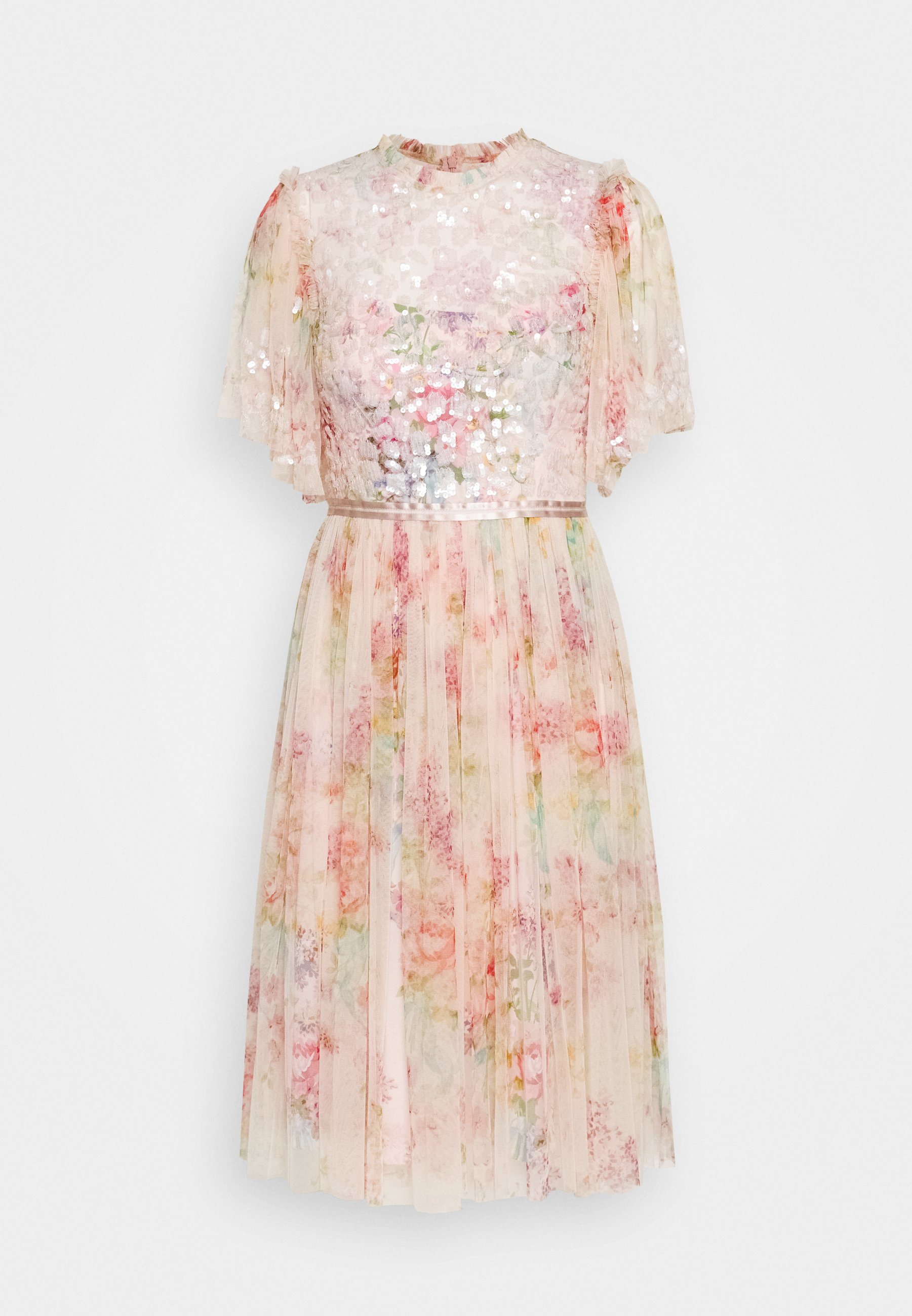 floral gloss bodice midi dress