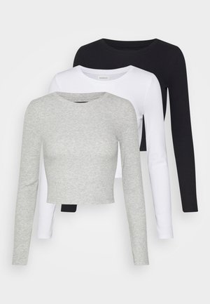 3 PACK - Topper langermet - black/white/mottled grey