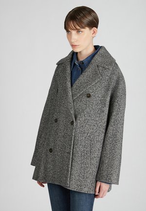 WIDE FIT HERRINGBONE PEACOAT - MONTEDORO - Mantel - night black