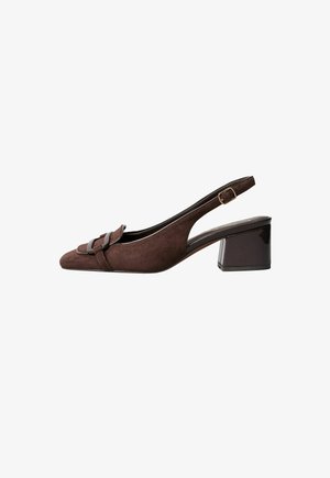 Lipsy, BROACH TRIM DETAIL SQUARE TOE SLINGBACK MID BLOCK HEEL COURT SHOE FIT - Pumps - chocolate brown faux leather