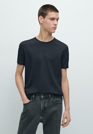 SHORT SLEEVE WITH CONTRAST SEAM DETAIL - T-shirt basic - dark blue