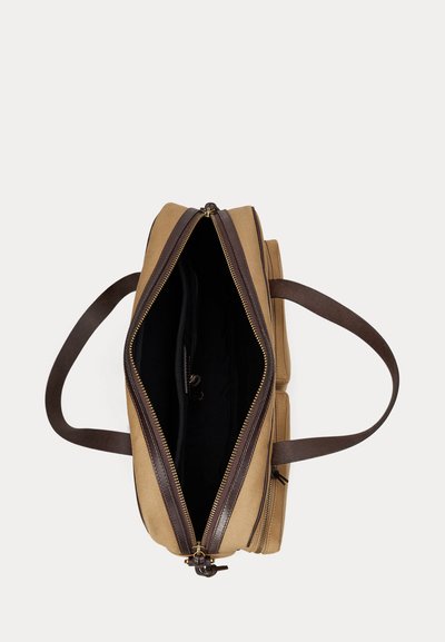 Polo Ralph Lauren LEATHER TRIM CANVAS COMMUTER BAG - Τσάντα φορητού υπολογιστή - montana khaki/brown