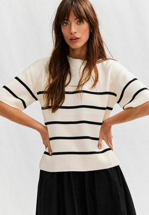 SOFT TOUCH HEAVYWEIGHT COSY STRIPED - Print T-shirt - ecru navy
