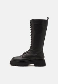 LEATHER - Platvormsaapad - black
