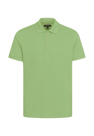 Svijetlozeleni pamučni polo majica s ovratnikom, kratkim rukavima i tri gumba, s malim logom sprijeda.