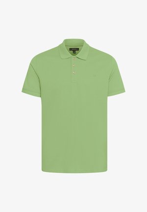 Hele roheline polosärk, mis on valmistatud puuvillast, varrukate lühike ja kaelus, mis on varustatud kolme nupuga, ning esiosas on väike logo.